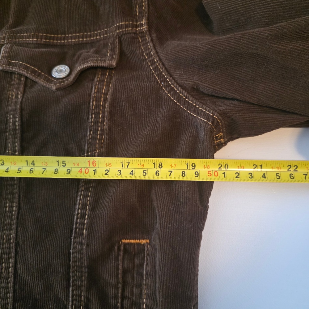 Gap Y2K Corduroy Trucker Jacket Brown Womens Large Stretch Button Front Vintage - Picture 7 of 11